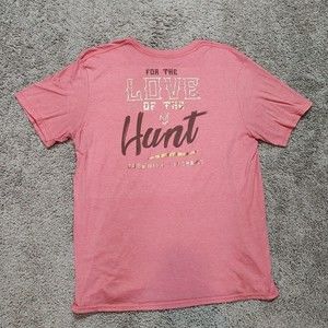 Browning Large Pink Women T Shirt Love Hunting Pink Gold Realtree Buck Doe Heart